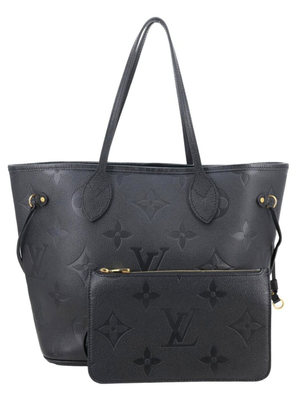 Louis Vuitton  Neverfull MM Empreinte Leather Tote Shoulder Bag Black